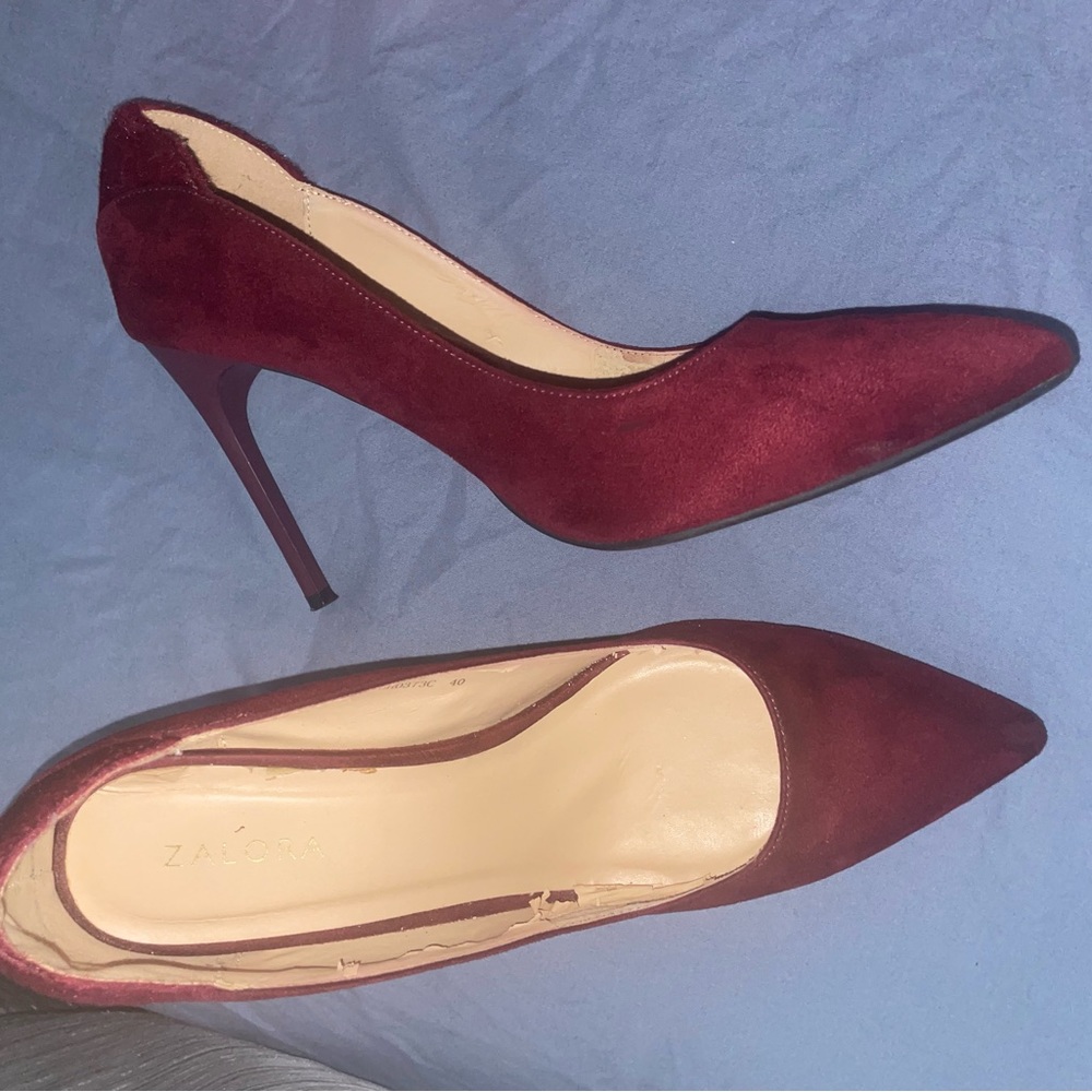 Red Suede Stilettos